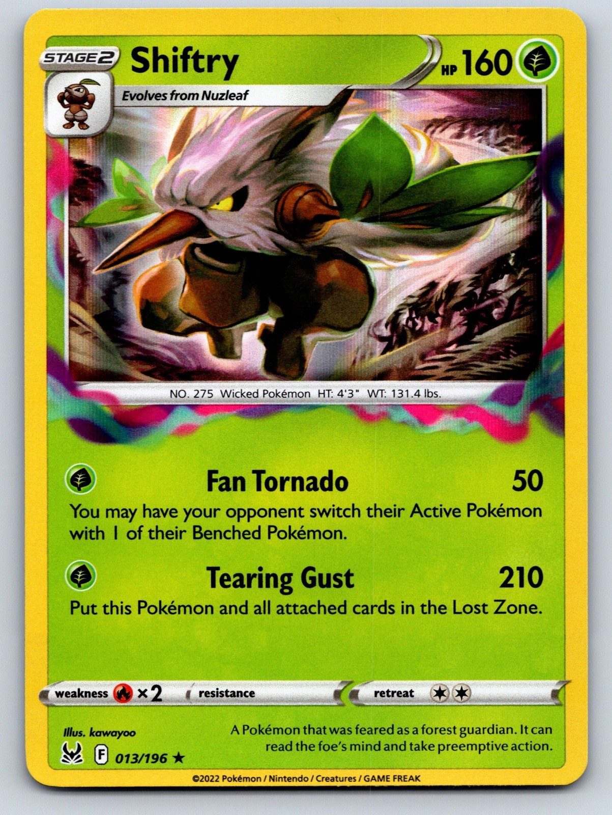 Shiftry Holo Rare SWSH11: Lost Origin 013/196 NM
