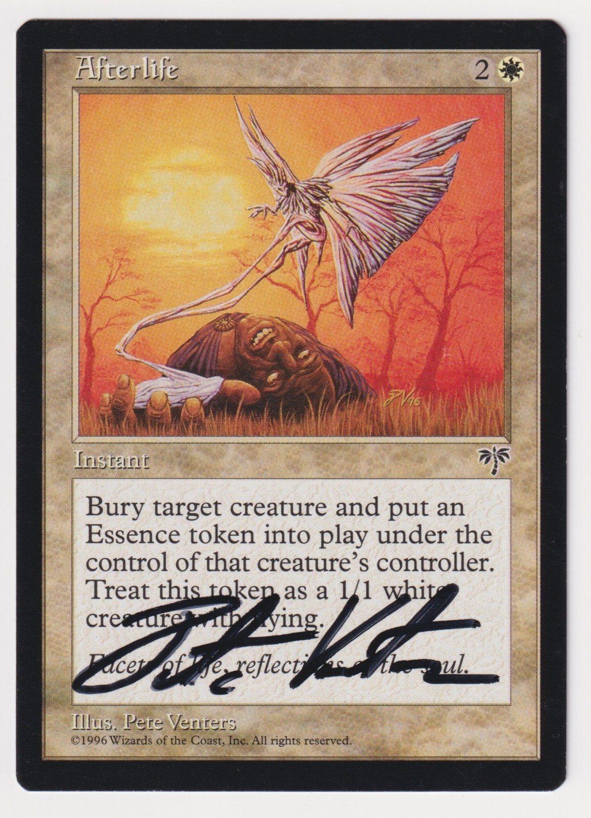 Signed Afterlife MP Mirage Artist Pete Venters 1996 WOTC MTG Magic Vintage White