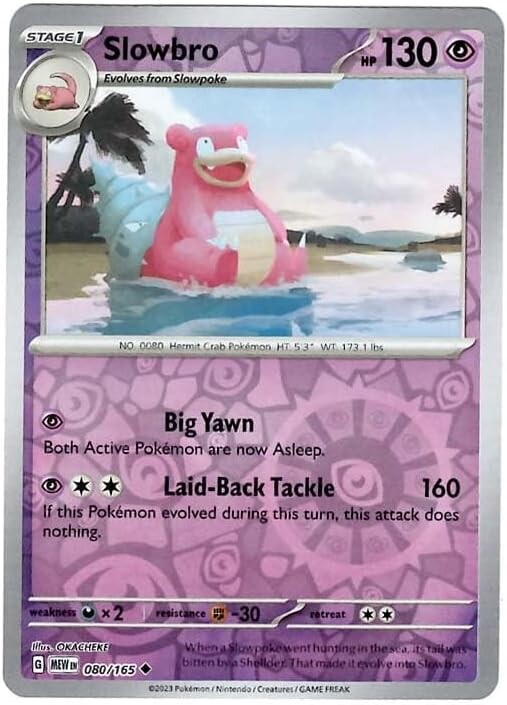 Pokemon – Slowbro – 080/165 – Pokemon 151 – Reverse Holo – NM/M