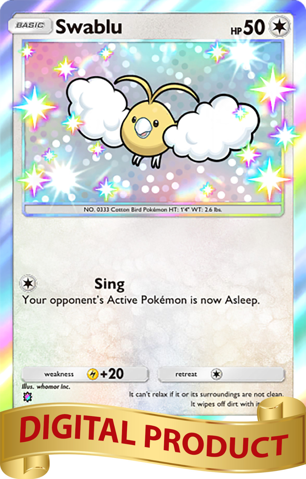 Pokemon Pocket TCG Card Full 1 Star Shiny Swablu Paradox Drive DIGITAL