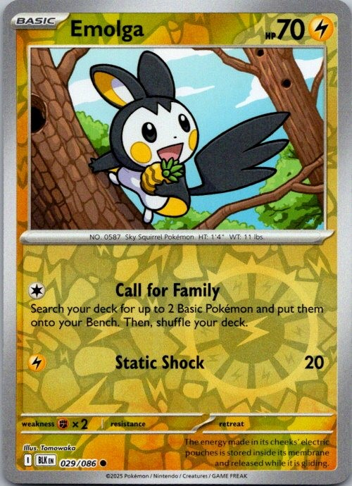 Emolga Common SV: Black Bolt 029/086 NM Reverse