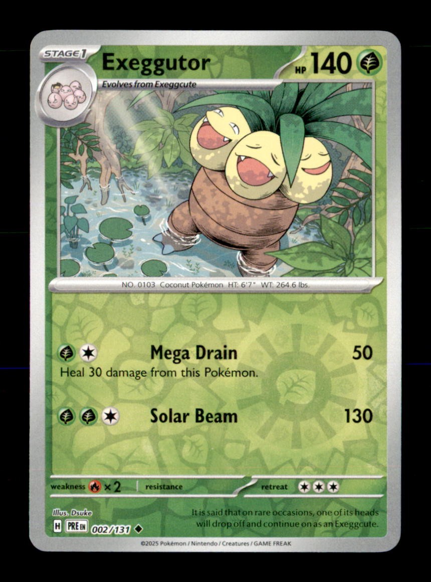 Exeggutor 002/131 Uncommon Prismatic Evolutions Pokemon Reverse Holo Near Mint