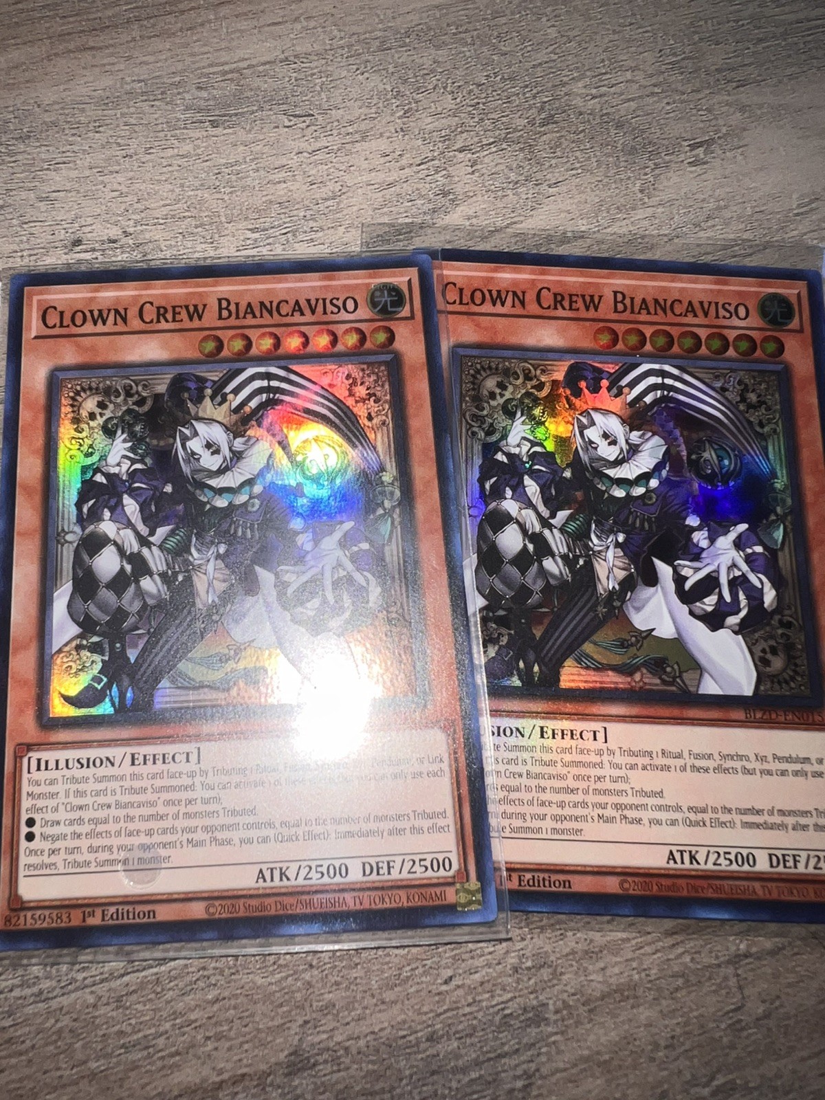 2x Yugioh Clown Crew Biancaviso BLZD-EN015 Super Rare 1st Edition NM