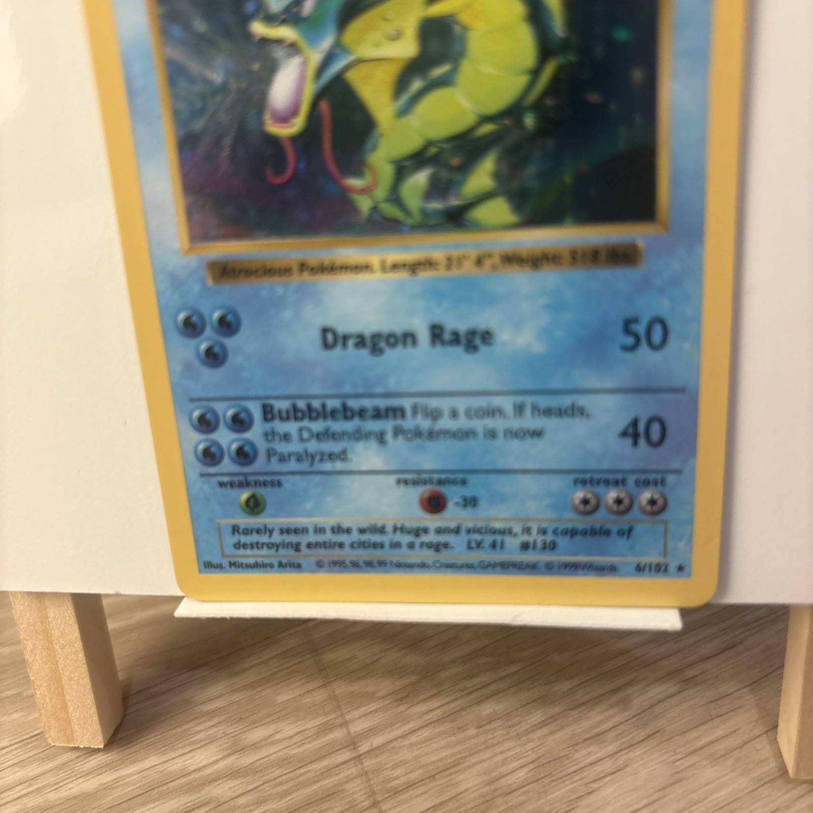 Gyarados SHADOWLESS Base Set Holo Rare Card 6/102 LP Vintage Pokémon TCG