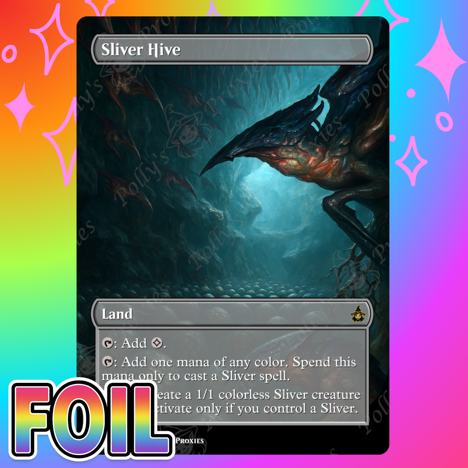 Sliver Hive FOIL Proxy Card with Custom Fantasy Art Design