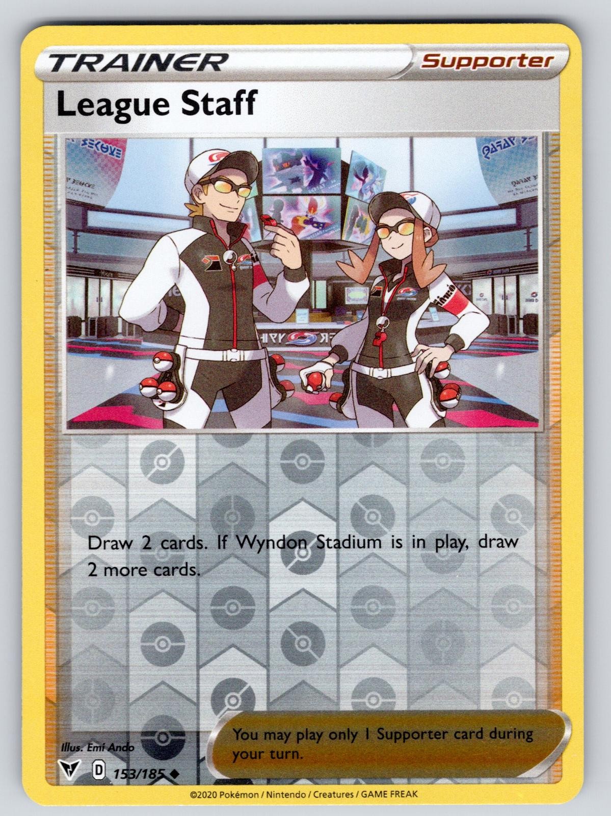 League Staff 153/185 Reverse Holo Uncommon Vivid Voltage Pokemon Lightly Played