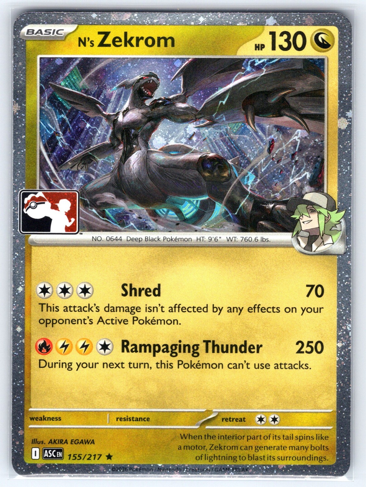 N’s Zekrom – (Cosmos Holo) 155/217 Prize Pack Series Cards Holo