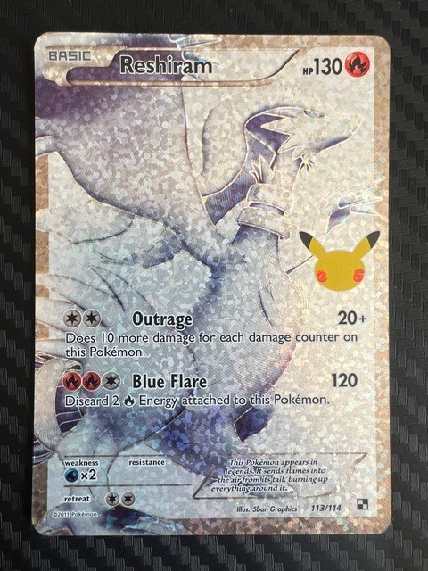 Pokémon TCG Reshiram 113/114 Celebrations Classic Collection Holo DMG
