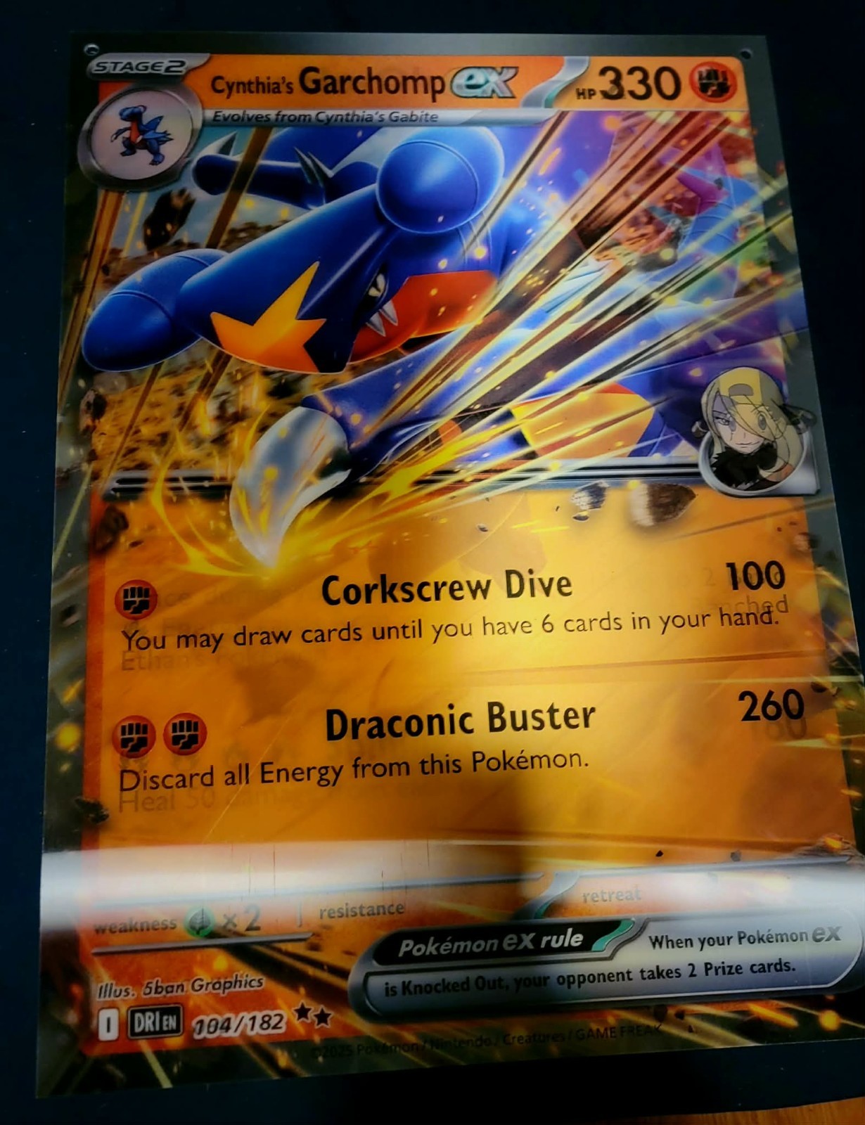 POKEMON LENTICULAR 3D PLASTIC POSTER 17X24 Cynthia Garchomp ex Ethan Ho-oh ex