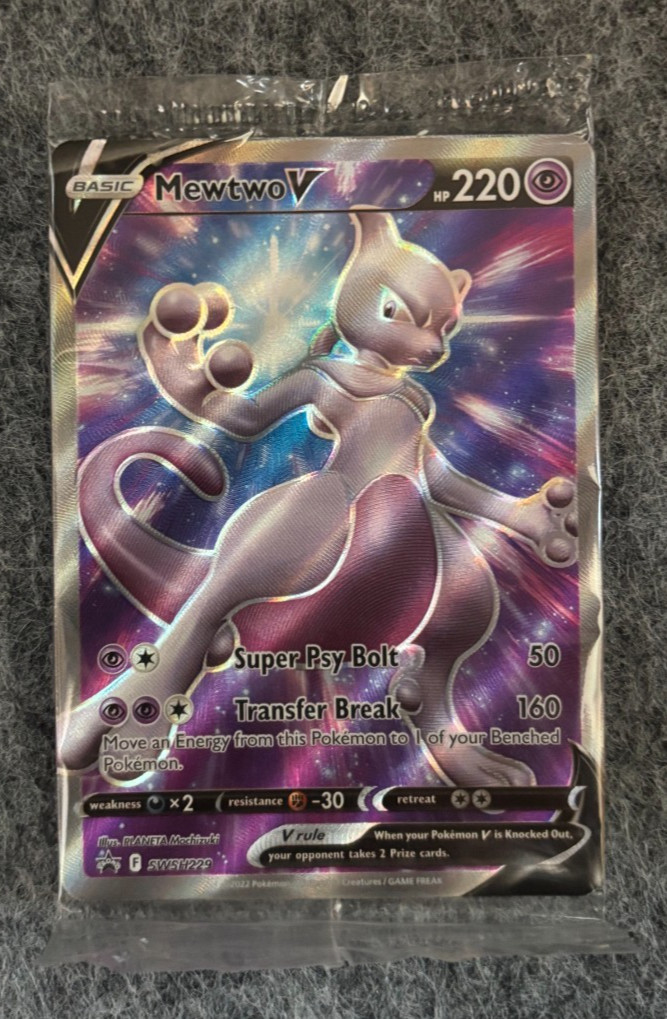Pokemon TCG: SWSH: Sword & Shield Promo Mewtwo V SWSH229 Holo, Sealed