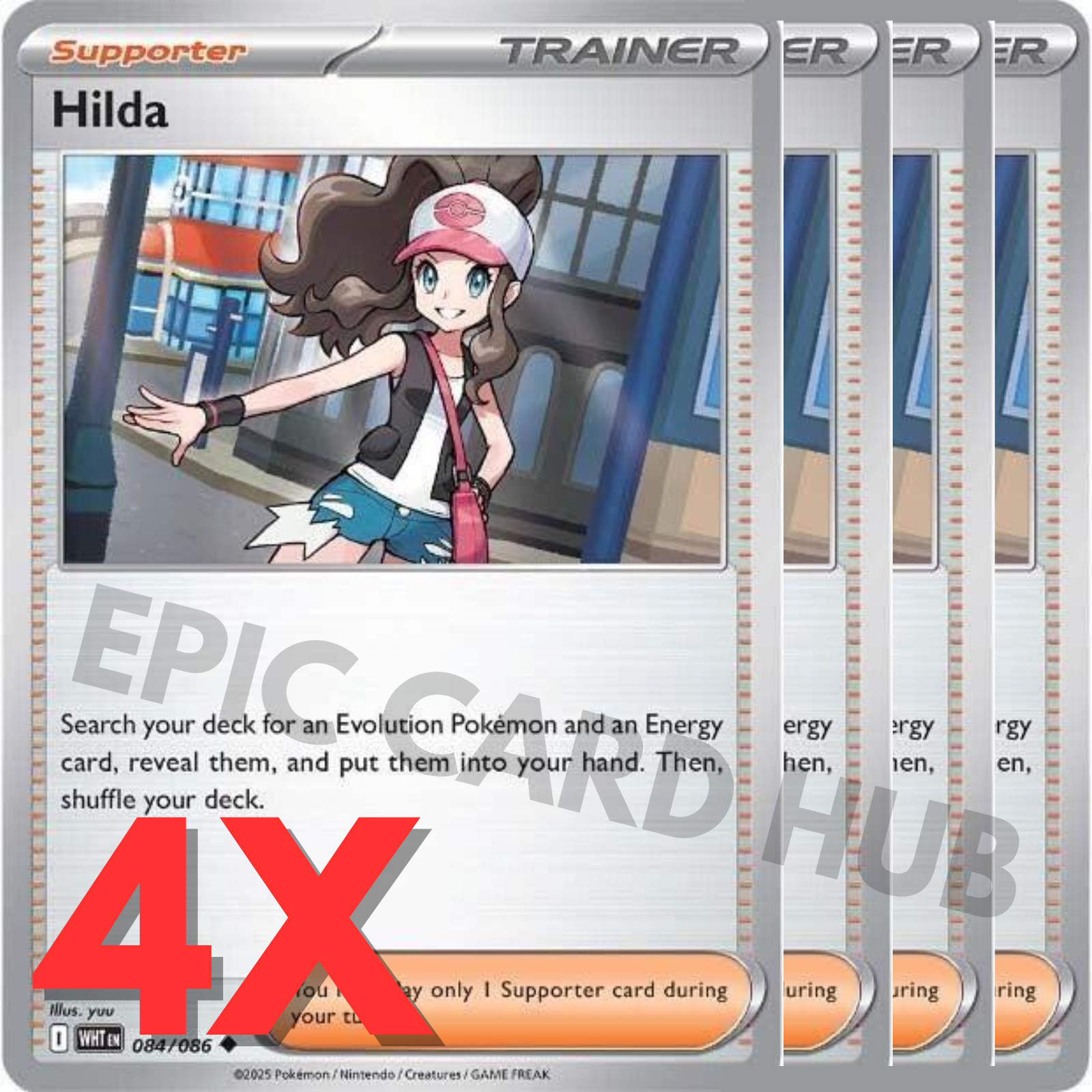 4x Hilda x4 – SV: White Flare – 084/086 – Uncommon – Pokemon TCG Playset