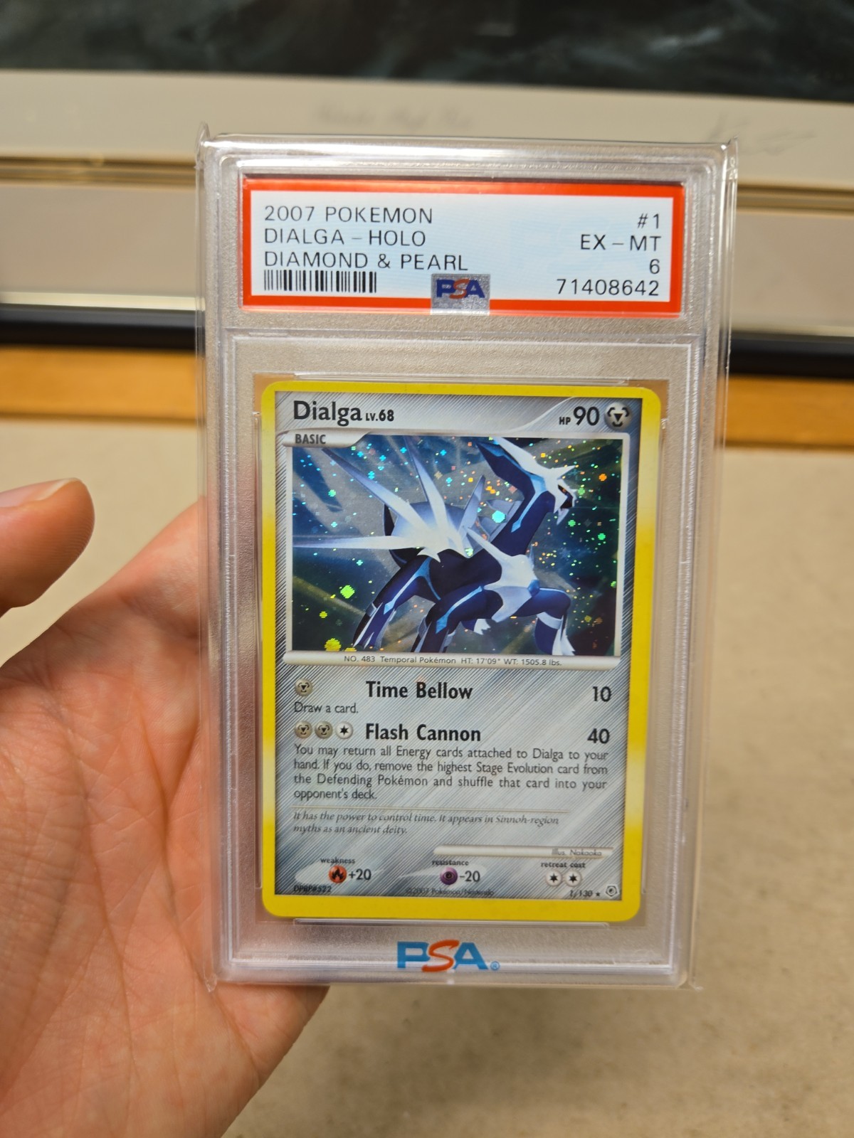 PSA 6 DIALGA #1 Partial SWIRL HOLO 2007 POKEMON DIAMOND & PEARL 1/130 Low Pop