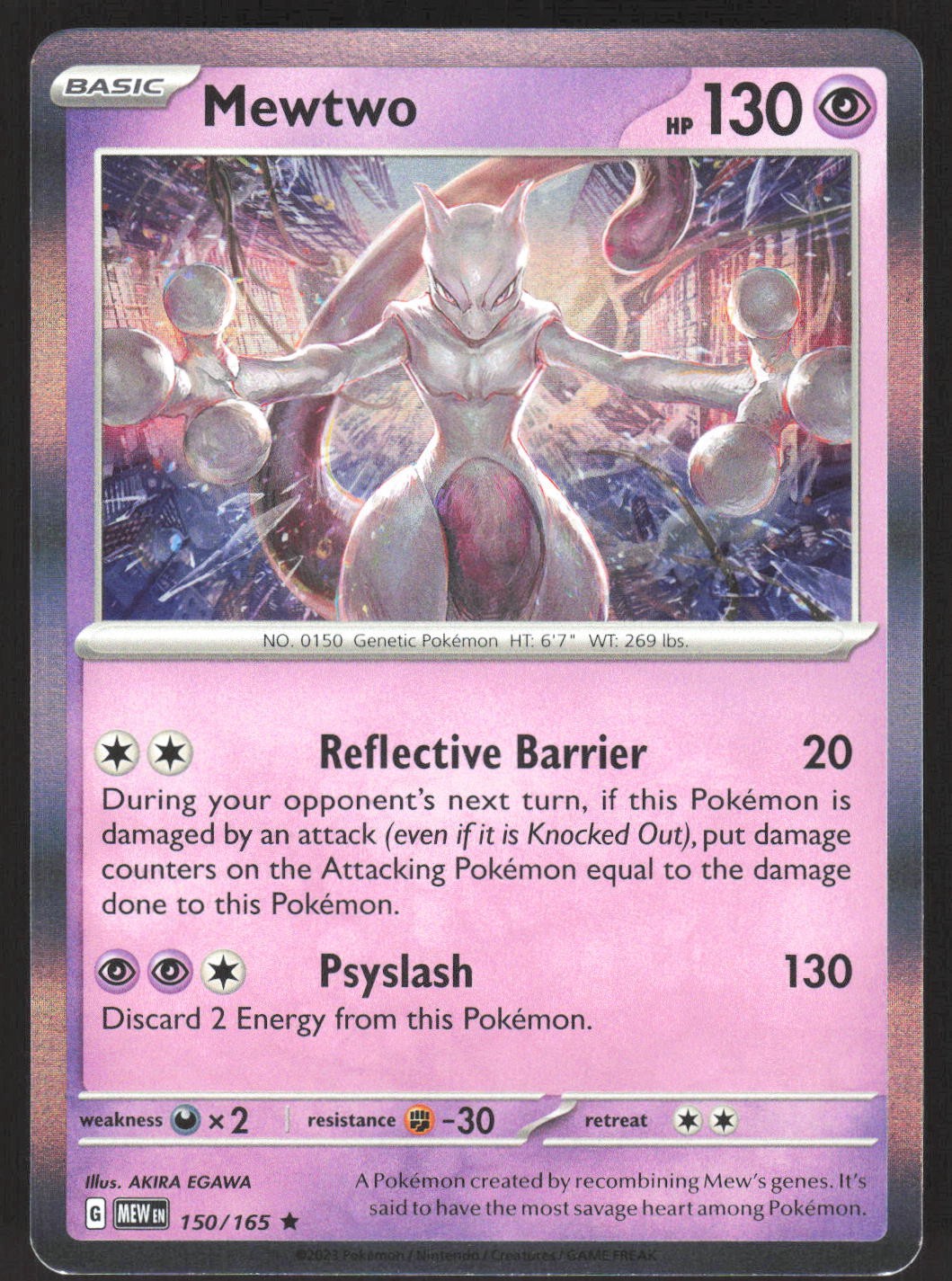 Mewtwo 150/165 Rare 151 Pokemon Holo Moderately Played