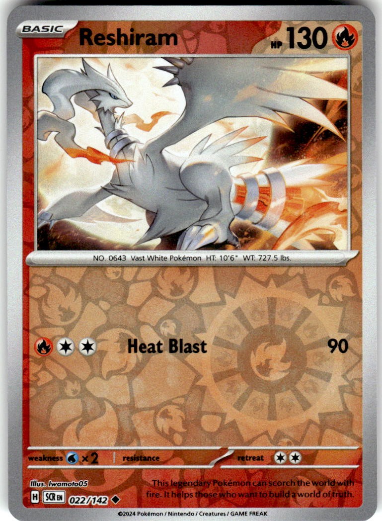 Reshiram 22/142 Uncommon Stellar Crown Pokemon Reverse Holo NM/M