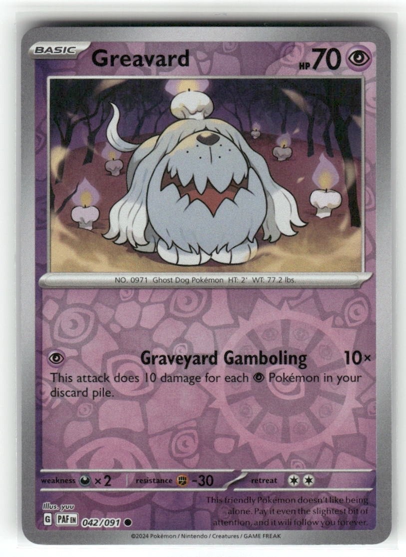 Greavard 042/091 Reverse Holo Paldean Fates Pokemon TCG