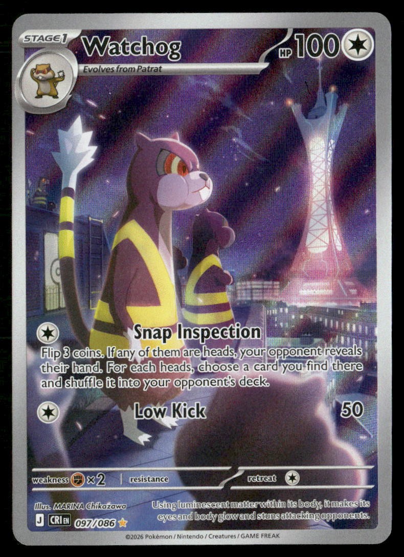 Watchog 097/086 Holo Illustration Rare Chaos Rising Pokemon Near Mint