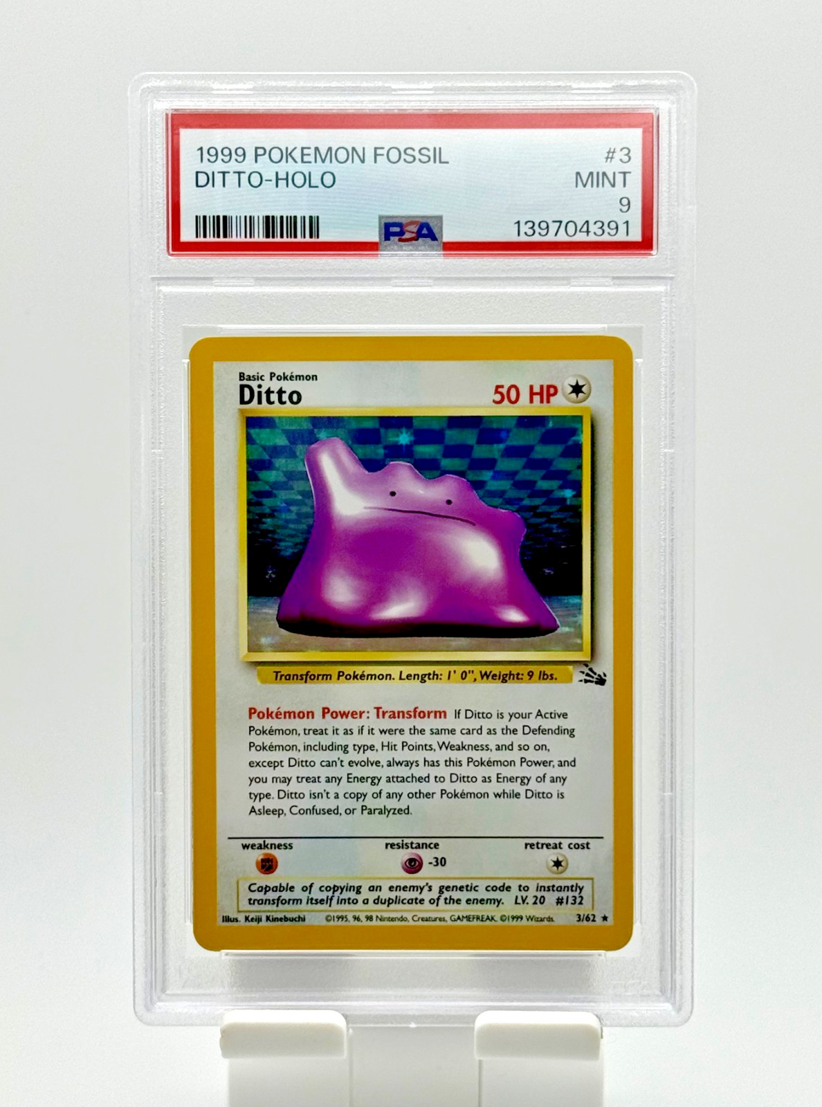 PSA 9 Ditto 3/62 Pokemon Fossil Holo Vintage Unique Rare TCG Card Pokopia 151