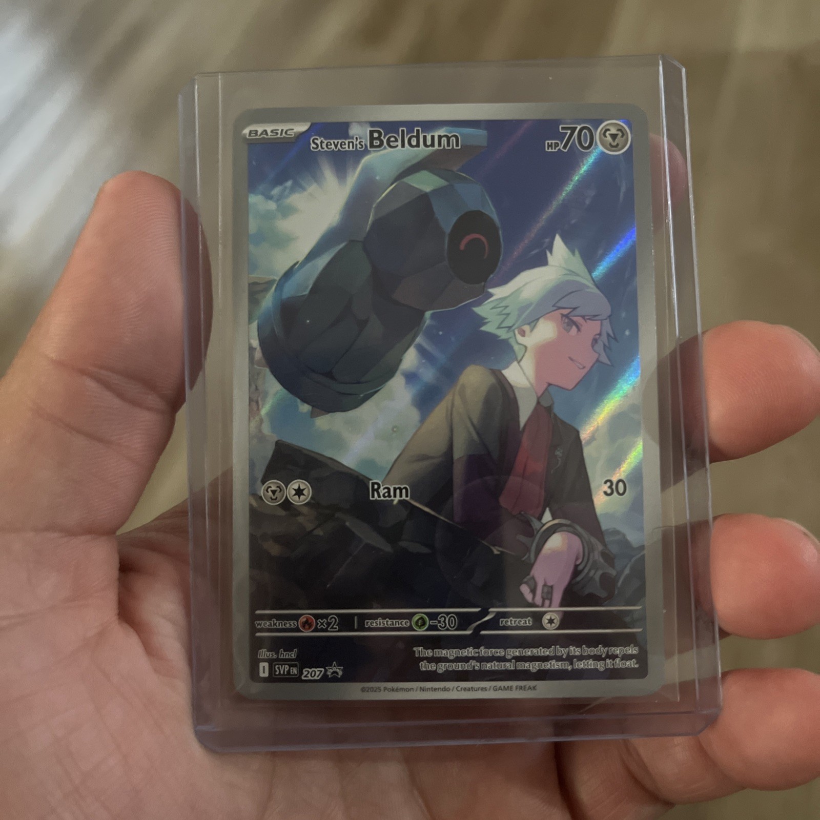 Pokémon Steven’s Beldum 207 SV Promo Full Art Holo 70 HP Card