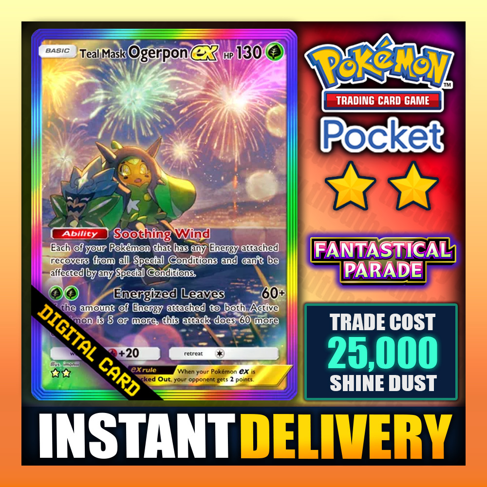 Teal Mask Ogerpon EX – Pokemon TCG Pocket – Rainbow Art ⭐⭐ – English – Fast ✅