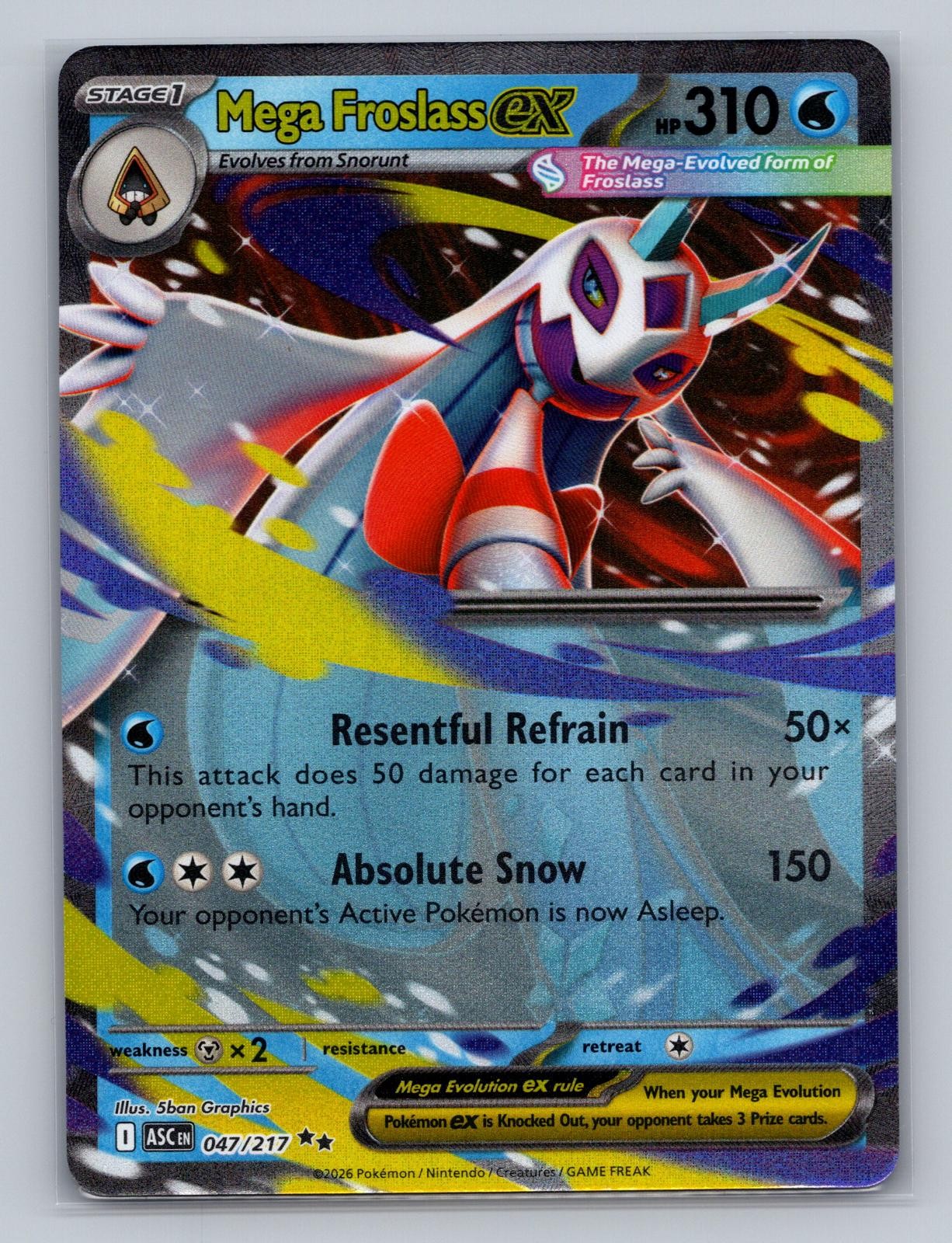 MEGA FROSLASS EX 047/217 DOUBLE RARE ASCENDED HEROES POKEMON Holo NM