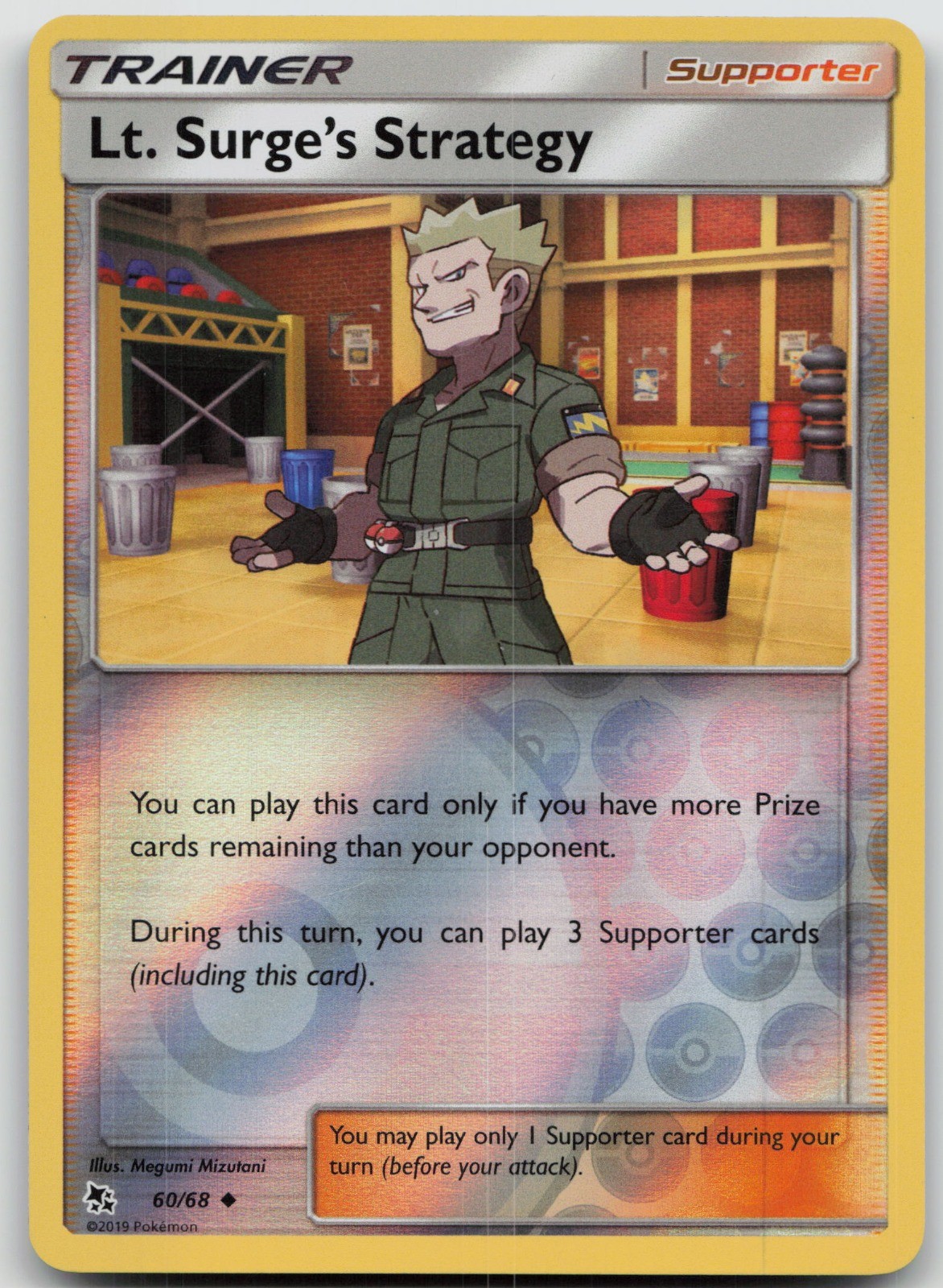 Lt. Surge’s Strategy Uncommon Reverse Holo Hidden Fates 60/68 LP Megumi Mizutani
