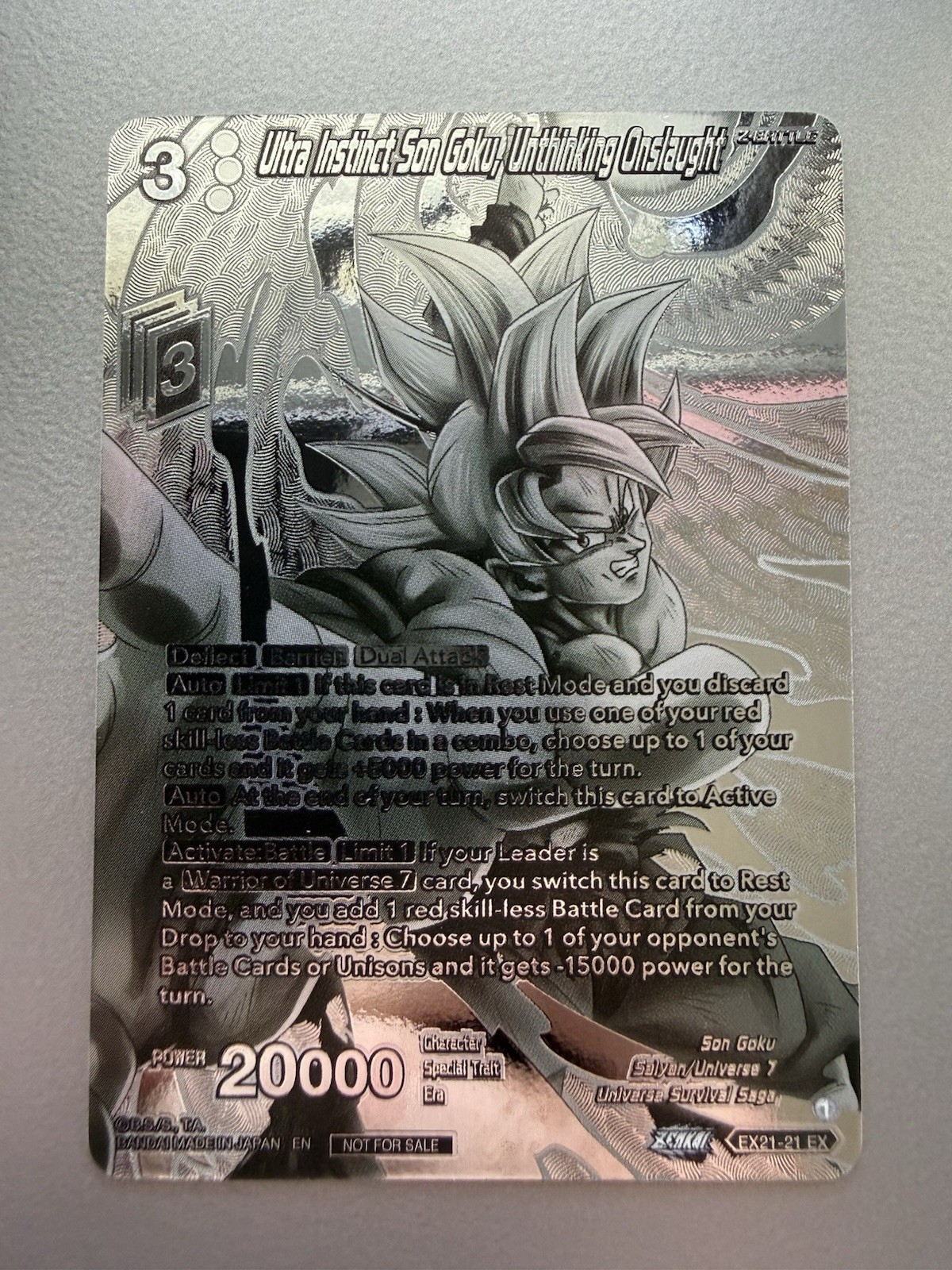 Dragon Ball Masters Ultra Instinct Son Goku Unthinking Onslaught Silver #EX21-21