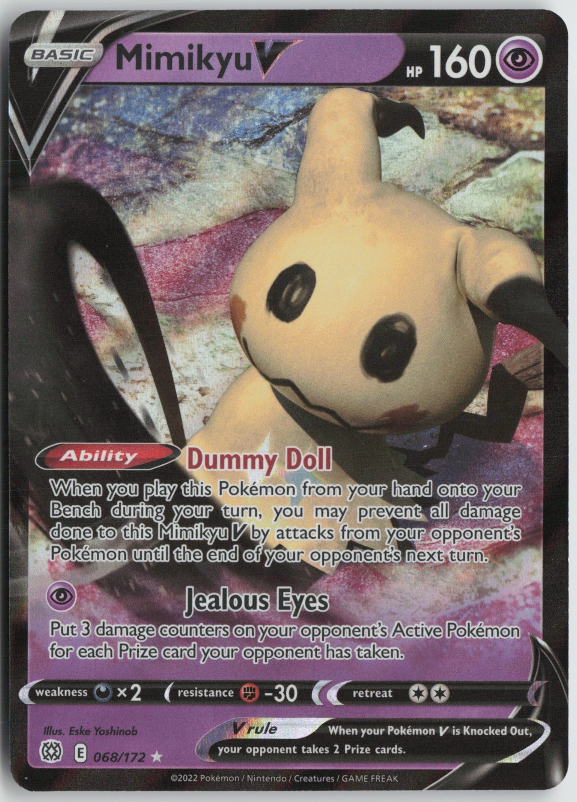 Mimikyu V Ultra Rare Holo SWSH09: Brilliant Stars 068/172 NM Eske Yoshinob