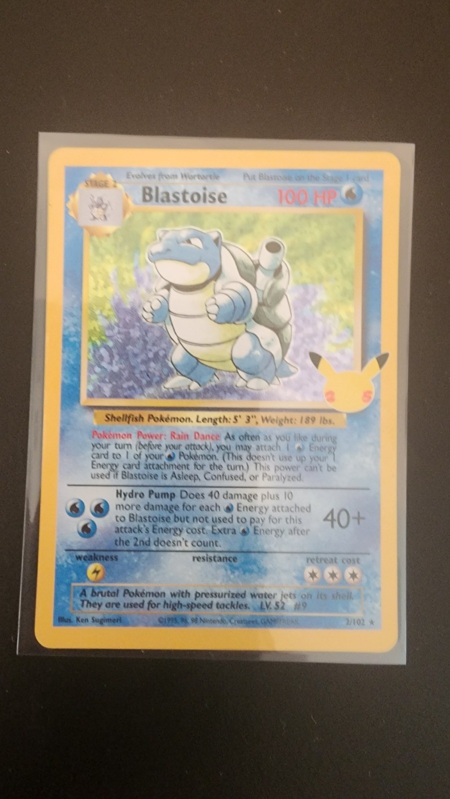 Pokemon Blastoise 2/102 Celebrations 2026 Classic Holo NM
