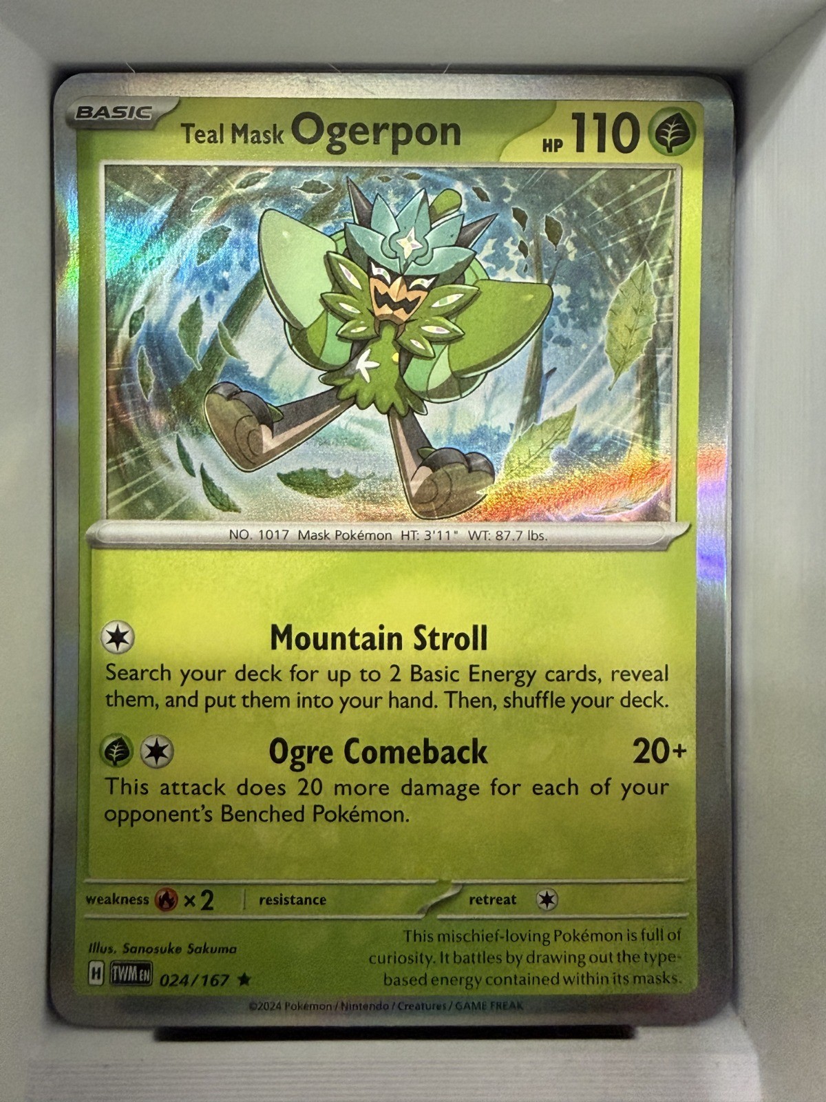 Teal Mask Ogerpon Holo Rare SV06: Twilight Masquerade 024/167 NM