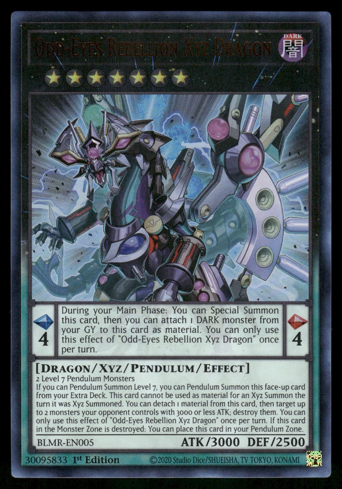 Yugioh Odd-Eyes Rebellion Xyz Dragon BLMR-EN005 Ultra Rare 1st Edition NM