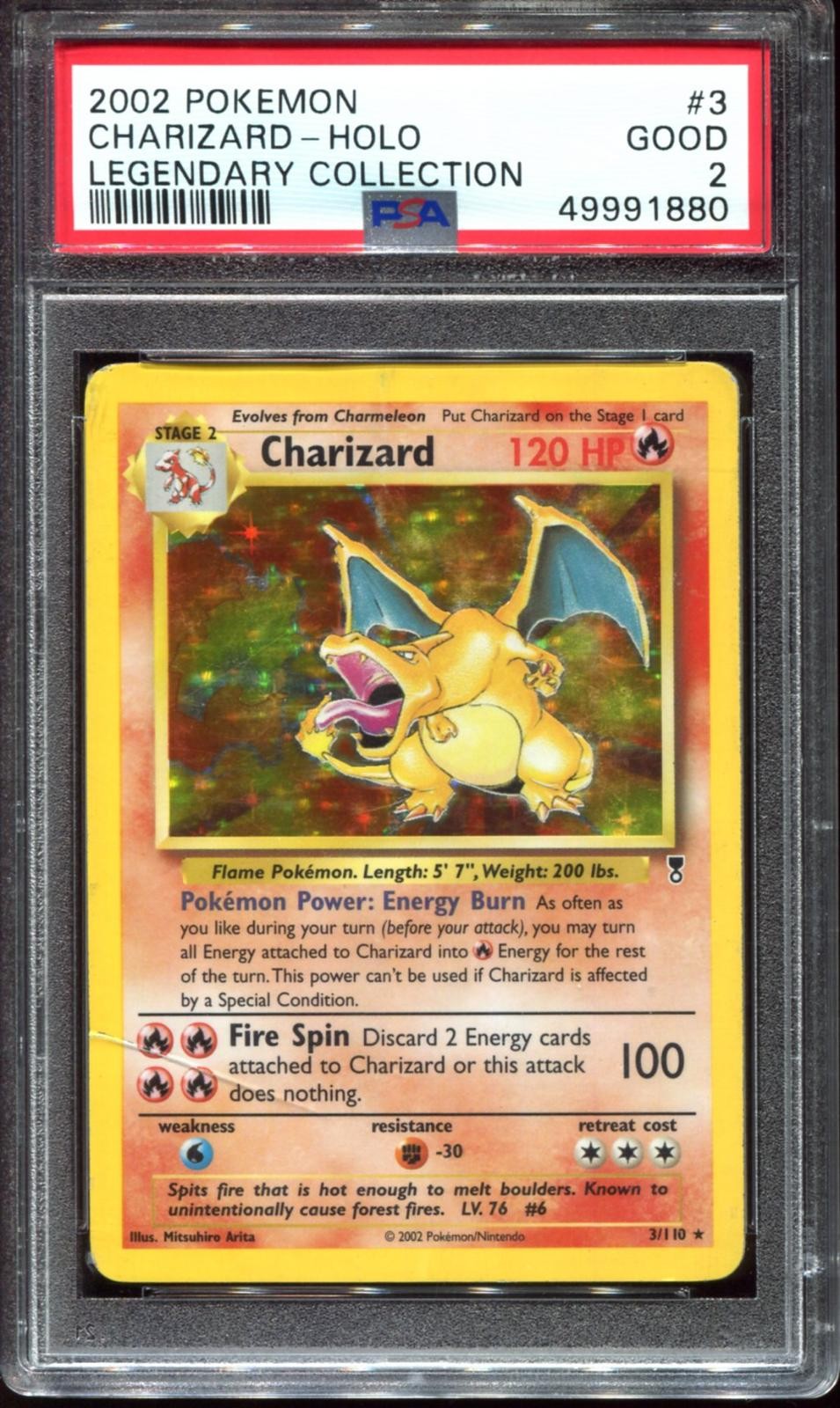 Charizard 3/110 PSA 2 Holo Rare Legendary Collection Old Cert Pokemon Card