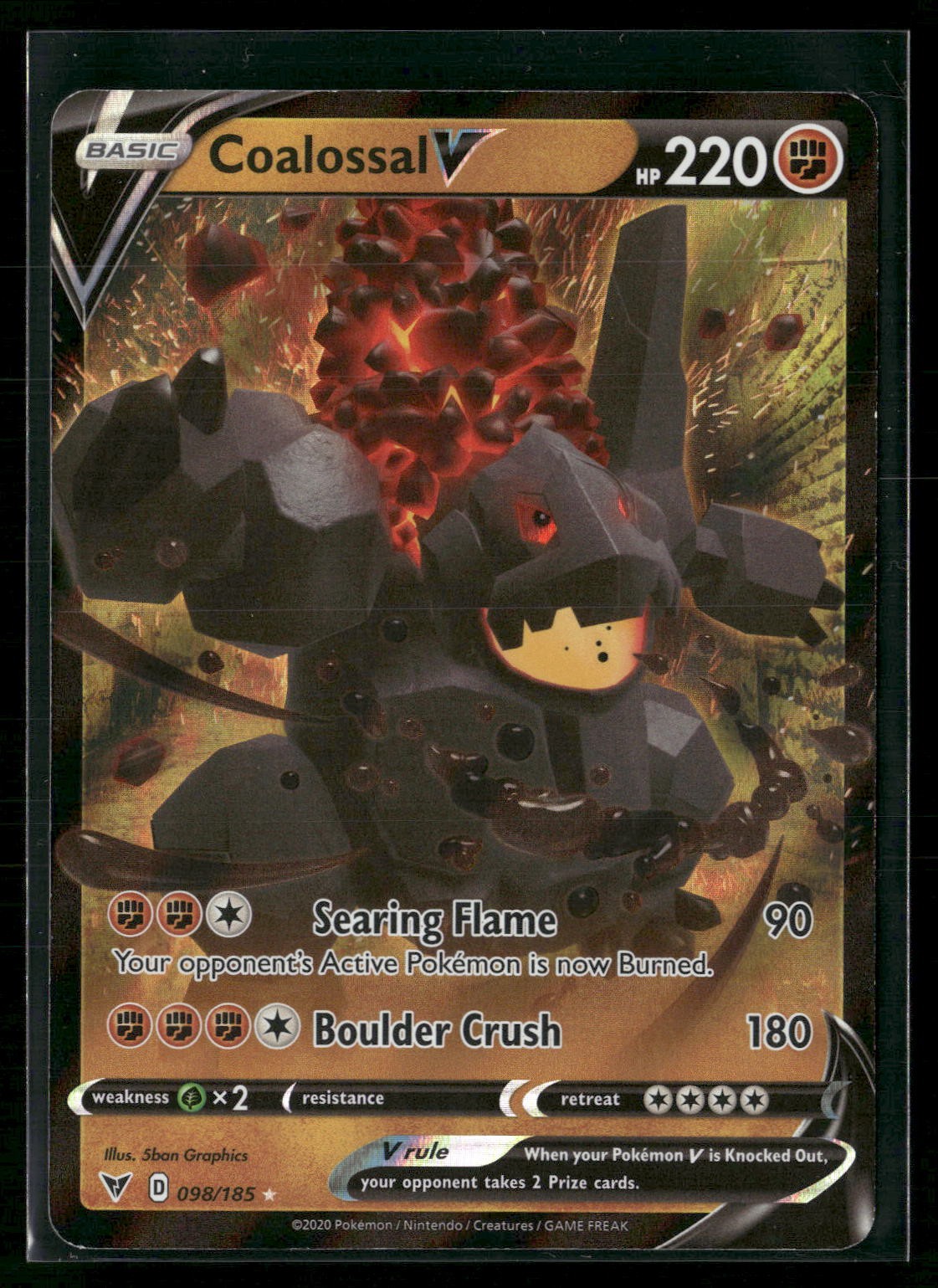 Coalossal V 098/185 Holo Ultra Rare SWSH04: Vivid Voltage NM