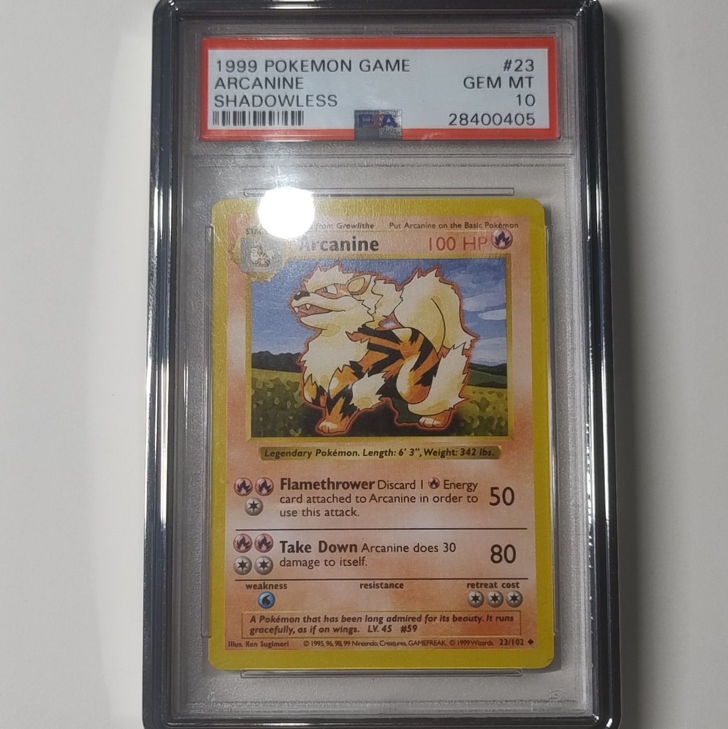 POKEMON BASE SET ARCANINE 23/102 SHADOWLESS PSA 10