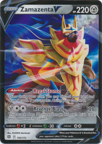 Zamazenta V – 105/172 Ultra Rare Brilliant Stars NM Pokemon TCG