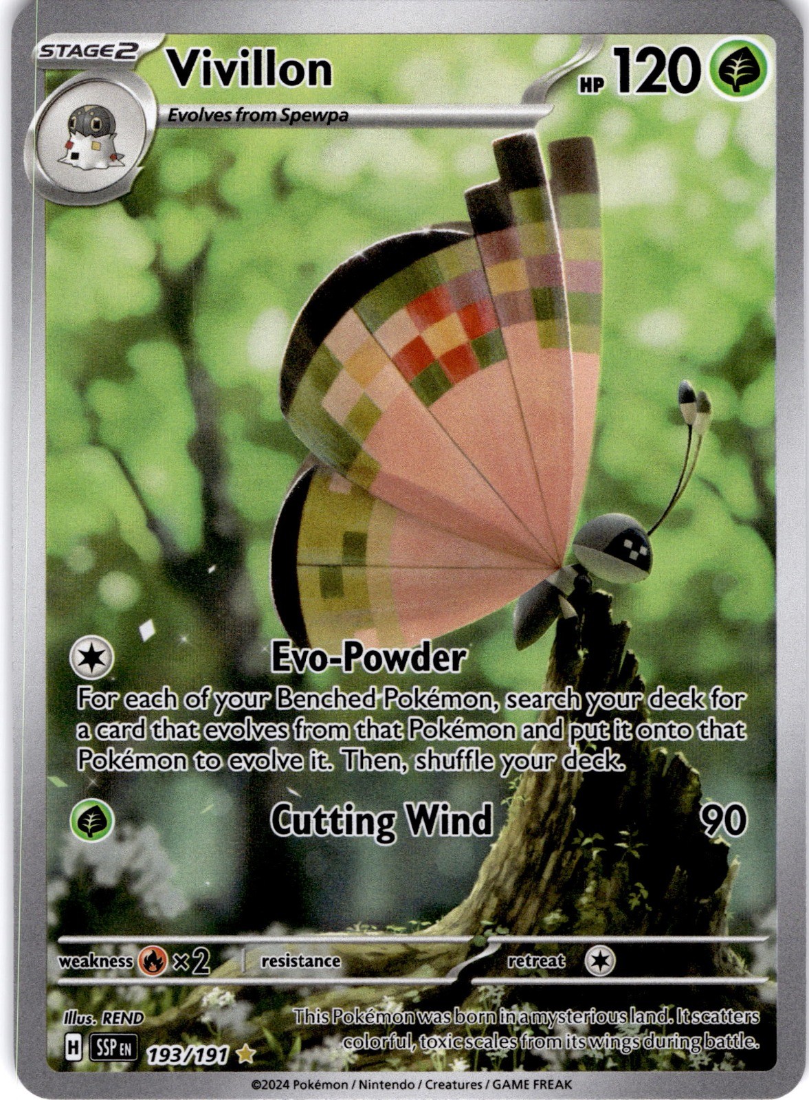 Vivillon Holo Illustration Rare SV08: Surging Sparks 193/191 NM
