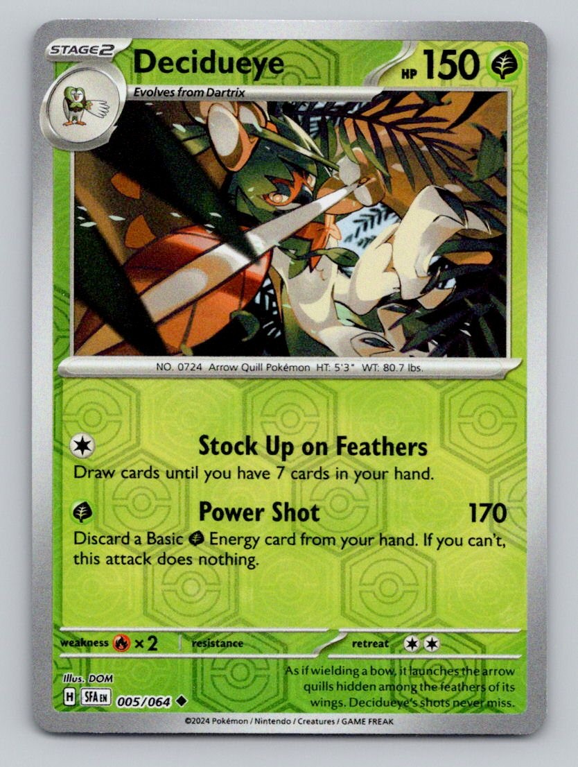 Decidueye 005/064 Uncommon Shrouded Fable Pokemon Reverse Holo Near Mint