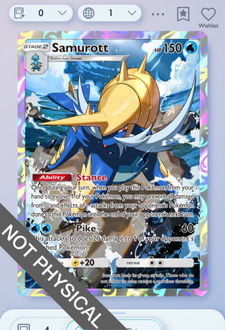 Pokemon TCG POCKET – Samurott 1⭐, Ruler of the Skies, English