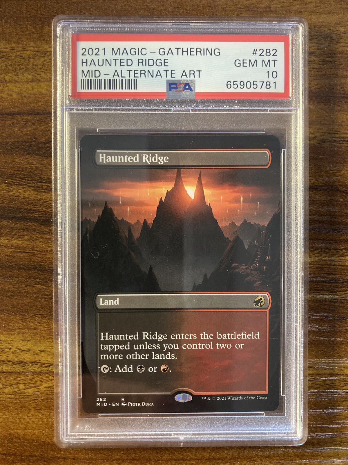 MTG✨HAUNTED RIDGE Alt Art✨MID PSA 10 GEM MINT RARE Dual Land 2021 P Dura POP 1 !