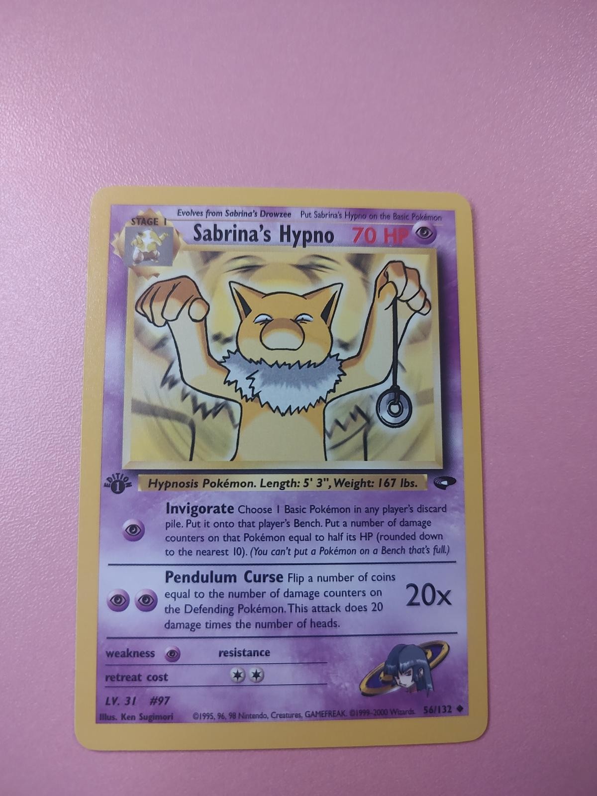 Sabrina’s Hypno 56/132 1st Edition Uncommon Gym Challenge Pokemon LP