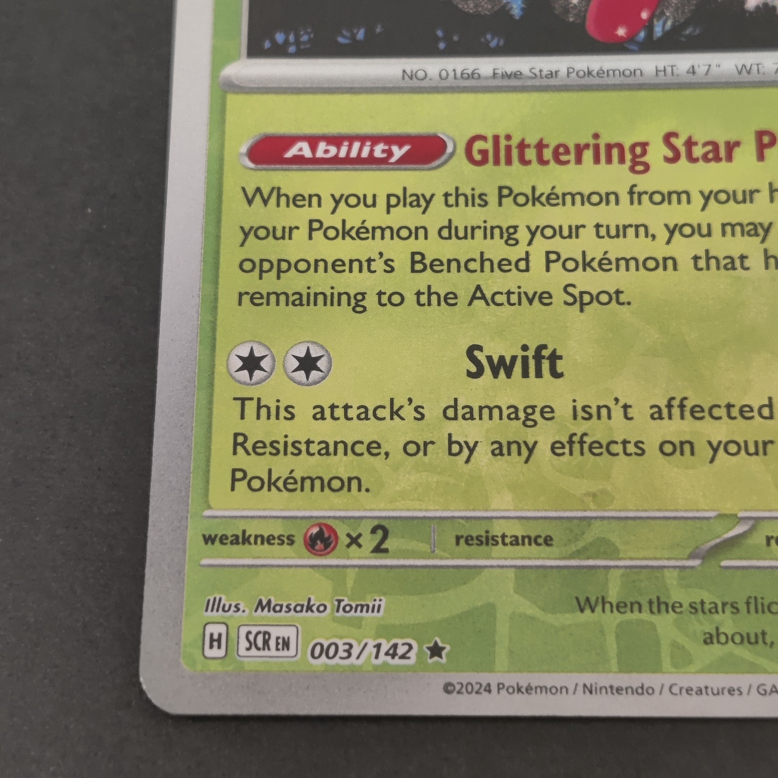 REVERSE HOLO Ledian 003/142 NM / M – Stellar Crown Pokemon Card Masako Tomii Art
