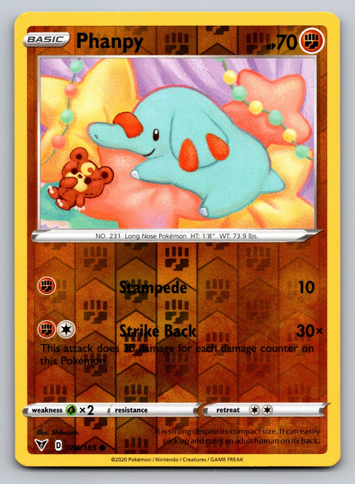 Phanpy Reverse Holo Common SWSH04: Vivid Voltage 086/185 NM