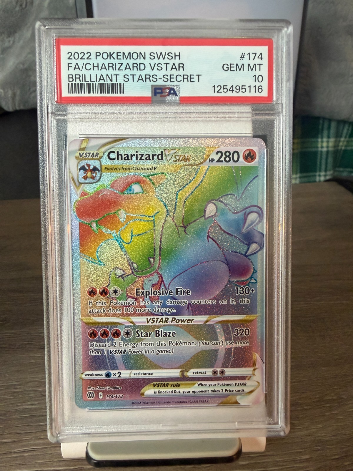 2022 POKEMON SWORD & SHIELD BRILLIANT STARS #174 FULL ART/CHARIZARD VSTAR PSA 10