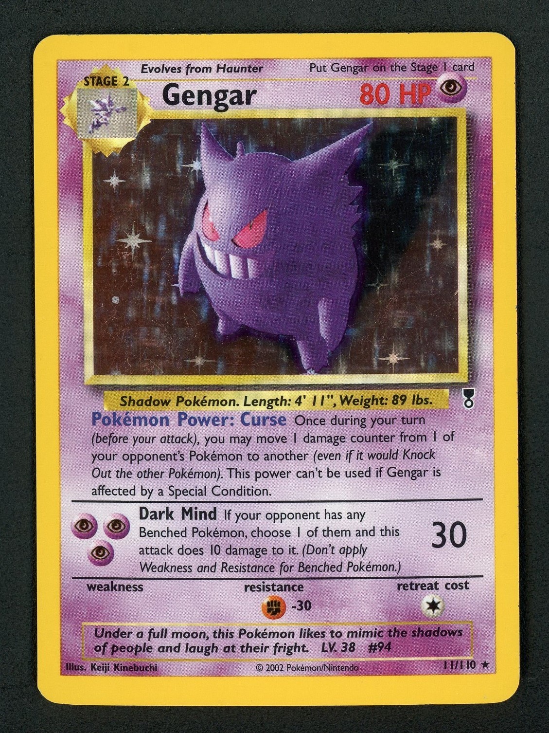 Gengar Holo – Pokemon 2002 Legendary Collection #11 NM-MT