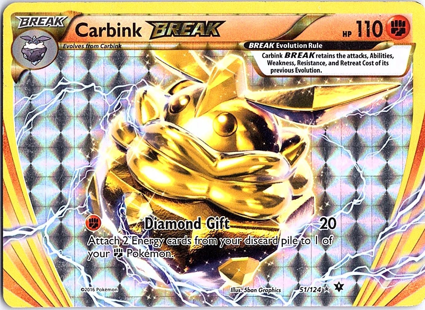 Carbink BREAK 51/124 BREAK Rare Fates Collide Pokemon Holo Lightly Played