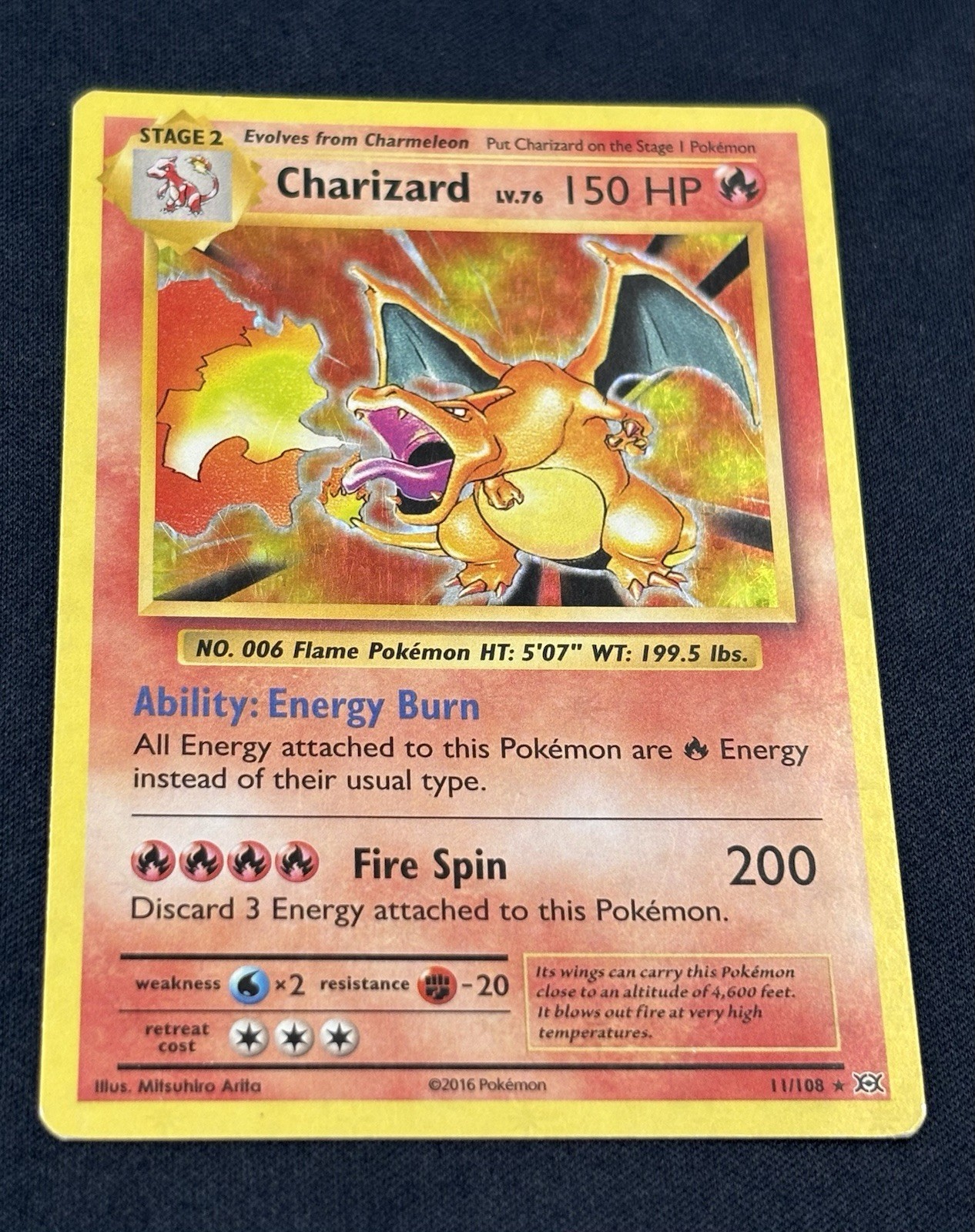 (Holo Bleed) Charizard 11/108 Evolutions Holo Pokemon Single