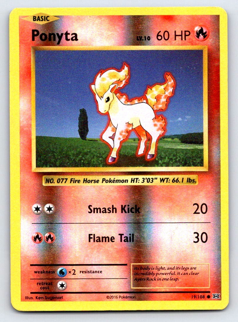 Ponyta 19/108 Common Evolutions Pokemon Reverse Holo Lightly Played