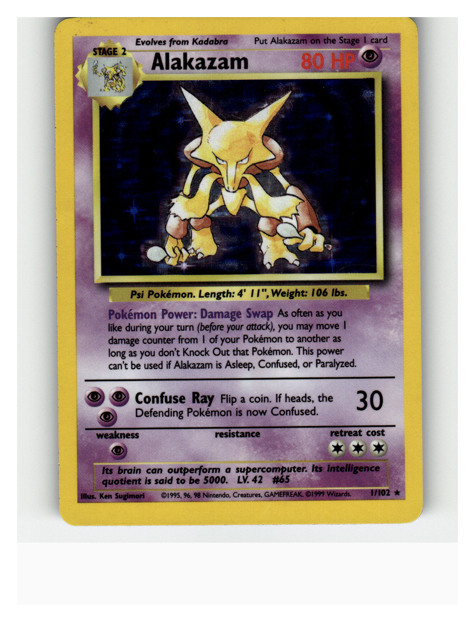 Alakazam Holo Rare Base Set 001/102 LP