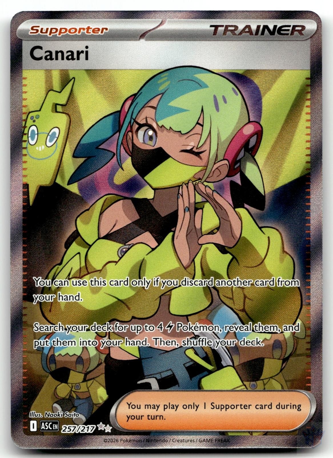 Canari 257/217 Ascended Heroes Ultra Rare Holo NM Pokemon Card