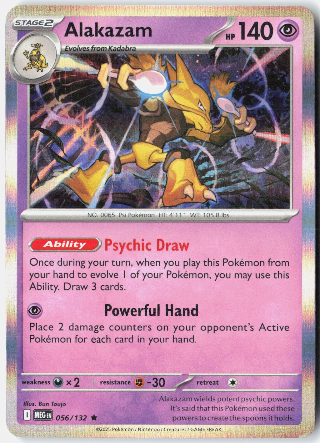 Alakazam 056/132 Rare Mega Evolution Pokemon Holo Near Mint
