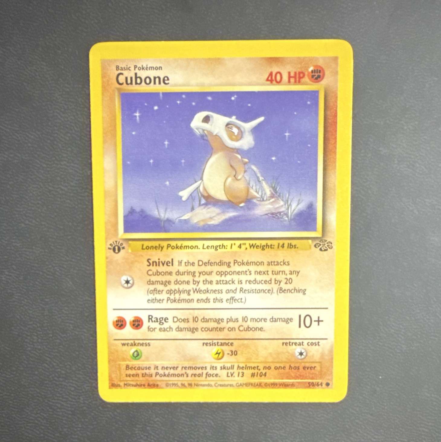 Cubone 50/64 Jungle 1st Edition Regular Common English 40 HP Arita